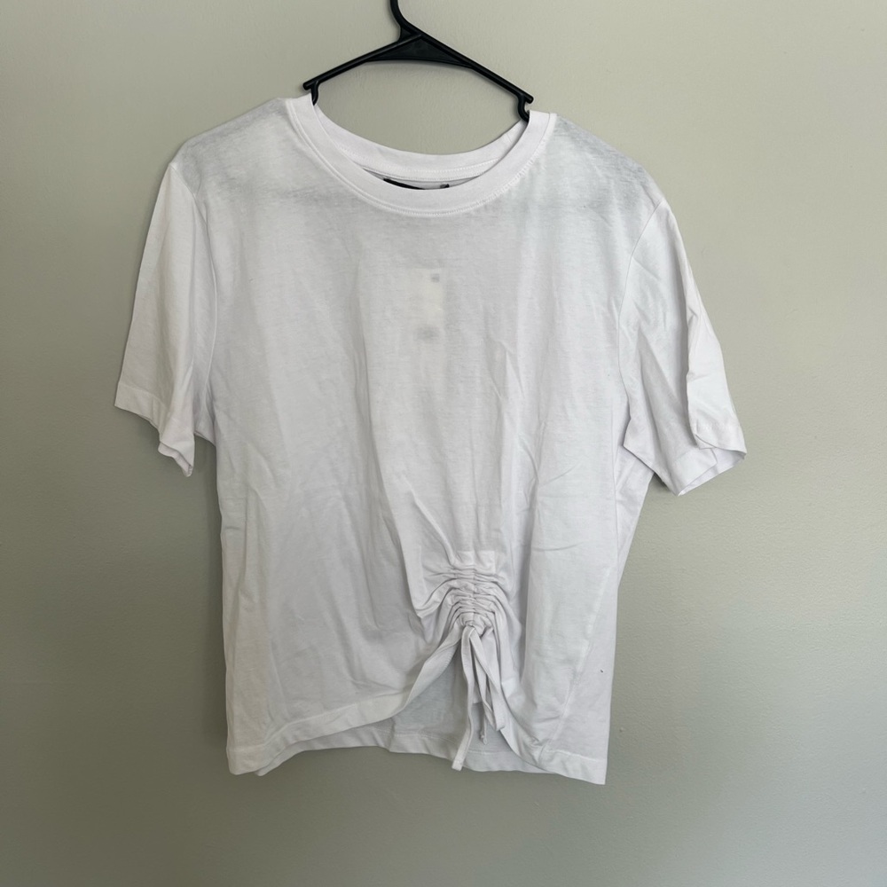NWT French Connection White Ruched Front T-Shirt Size Medium